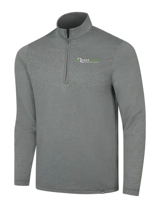 TravisMathew Dark Grey Heather Coveside ¼-Zip w/Quest Food Logo