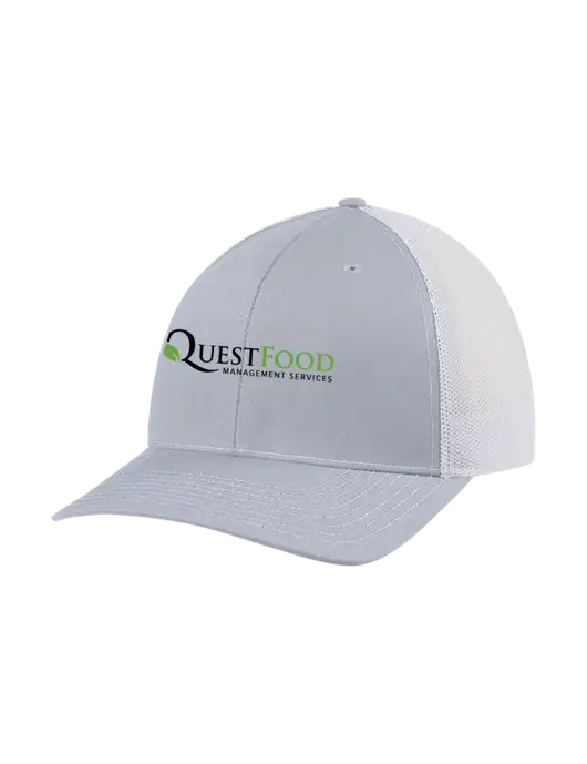 Richardson Adjustable Snapback Original 112 Trucker Cap Light Heather Grey w/White Mesh w/Quest Food Logo