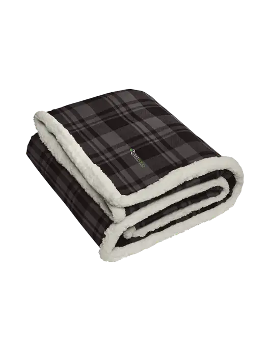 Charcoal/Medium Grey Flannel  Sherpa Blanket w/Quest Food Logo