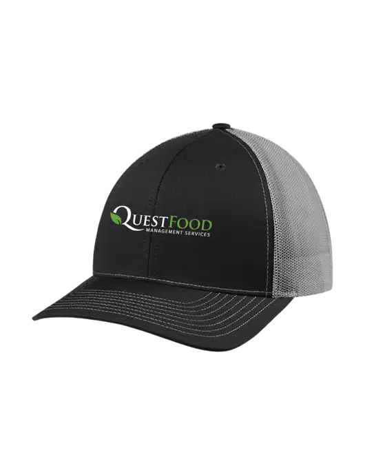 Richardson Adjustable Snapback Original 112 Trucker Cap Black w/Charcoal Mesh w/Quest Food Logo