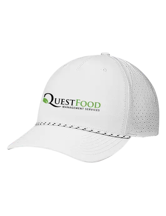 Richardson Laser Perf Performance White/White-Black Rope Cap w/Quest Food Logo
