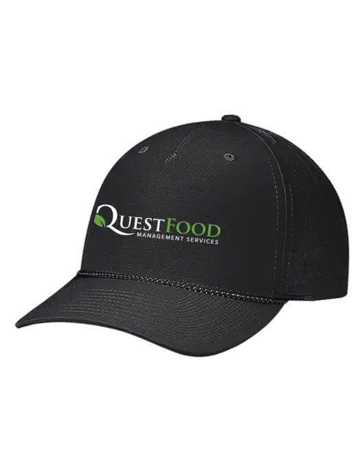 Richardson Laser Perf Performance Black/Black-Grey Rope Cap w/Quest Food Logo