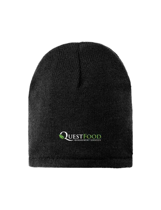 Black Fleece-Lined Beanie Cap w/Quest Food Logo