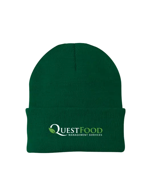 Dark Green Knit Cap w/Quest Food Logo
