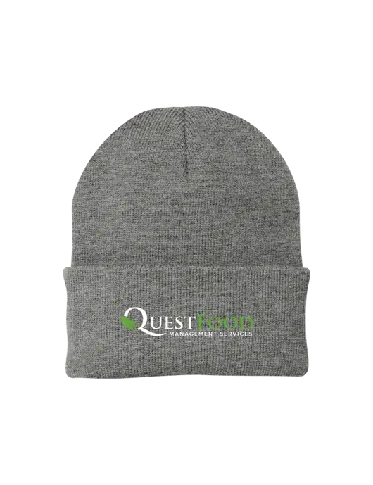 Medium Grey Heather Knit Cap w/Quest Food Logo