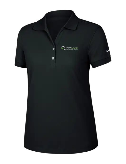 Nike Womens Dri-FIT Classic Black Polo w/Quest Food Logo