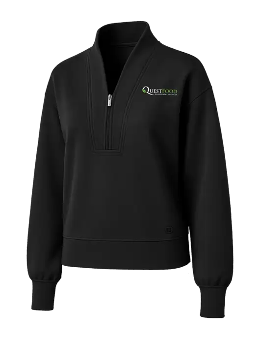 OGIO Womens Black Transcend 1/4-Zip w/Quest Food Logo