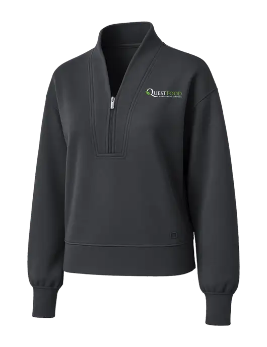 OGIO Womens Dark Grey Transcend 1/4-Zip w/Quest Food Logo