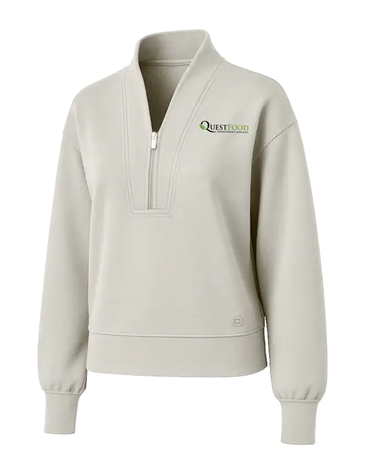 OGIO Womens Ivory Transcend 1/4-Zip w/Quest Food Logo