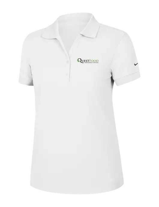 Nike Womens Dri-FIT Classic White Polo w/Quest Food Logo