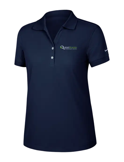 Nike Womens Dri-FIT Classic Dark Navy Polo w/Quest Food Logo