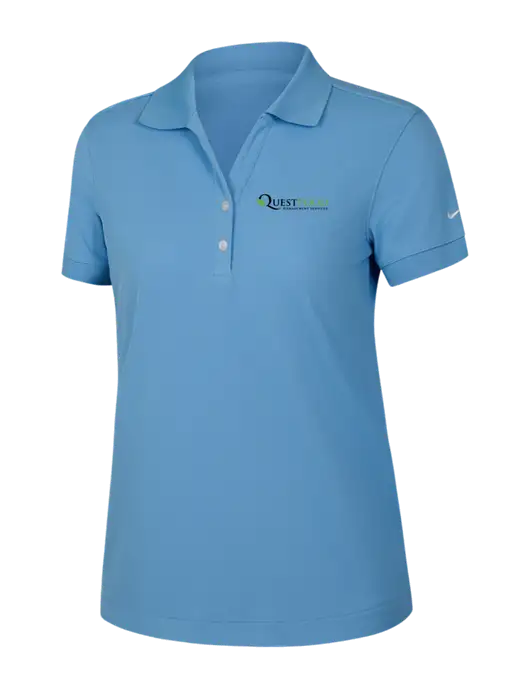 Nike Womens Dri-FIT Classic Light Blue Polo w/Quest Food Logo
