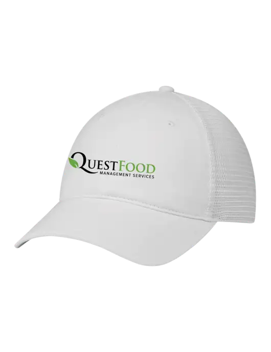 Richardson 111 Garment Washed Trucker Cap White w/White Mesh w/Quest Food Logo