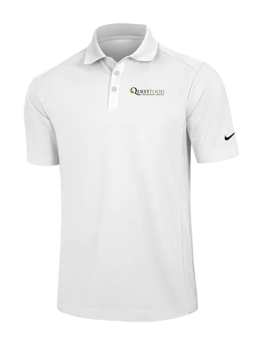 Nike White Dri-FIT Classic Polo w/Quest Food Logo