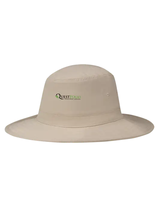 Tan Booney Sun Hat w/Quest Food Logo