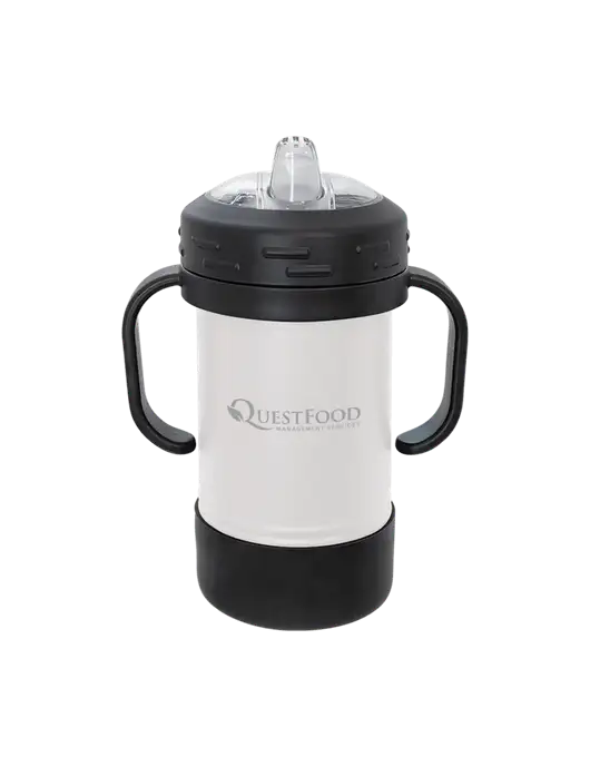 Polar Camel 10 oz Powder Coated White Sippy Cup w/Quest Food Logo