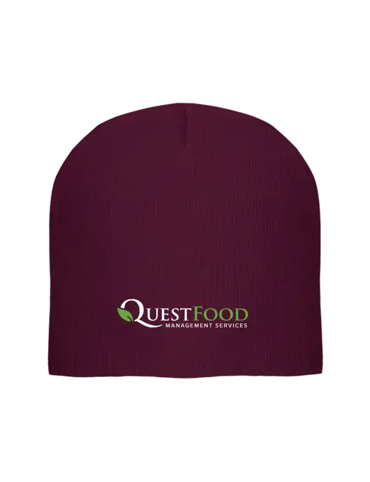 Solid Maroon Element Knit Beanie w/Quest Food Logo