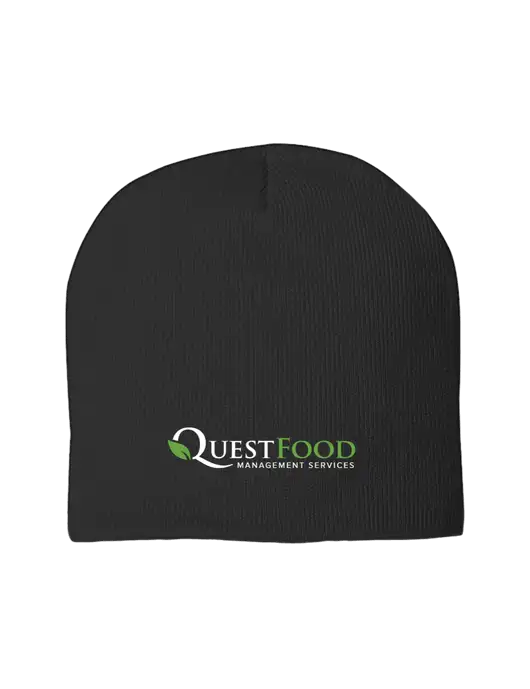 Solid Black Element Knit Beanie w/Quest Food Logo