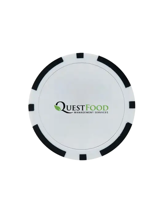 Black Poker Chip Ball Marker w/Quest Food Logo