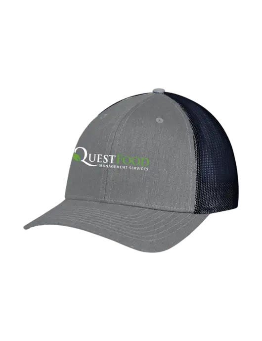 Richardson Adjustable Snapback Original 112 Trucker Cap Heather Grey w/Navy Mesh w/Quest Food Logo