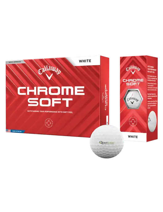 Callaway Chrome Soft Golf Balls 12/pk w/Quest Food Logo