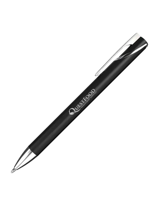 Black/Chrome HyperNova Ballpoint Pen - Black Ink w/Quest Food Logo