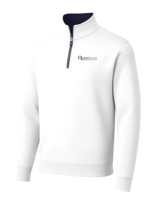 Fairway & Greene Caves Quarter-Zip Tech White Pullover w/Quest Food Logo