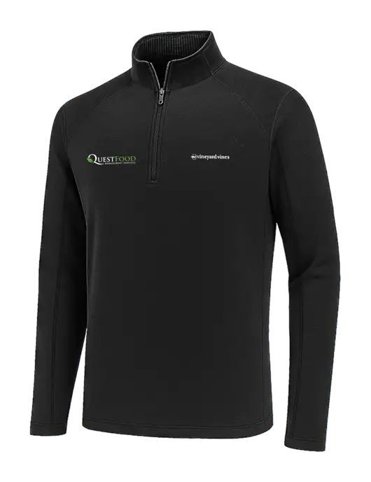 Vineyard Vines Black Sankaty Quarter-Zip Pullover
 w/Quest Food Logo