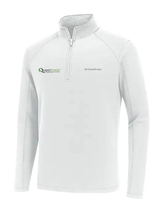 Vineyard Vines White Sankaty Quarter-Zip Pullover
 w/Quest Food Logo