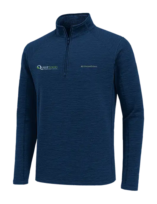 Vineyard Vines Dark Navy Heather Sankaty Quarter-Zip Pullover
 w/Quest Food Logo
