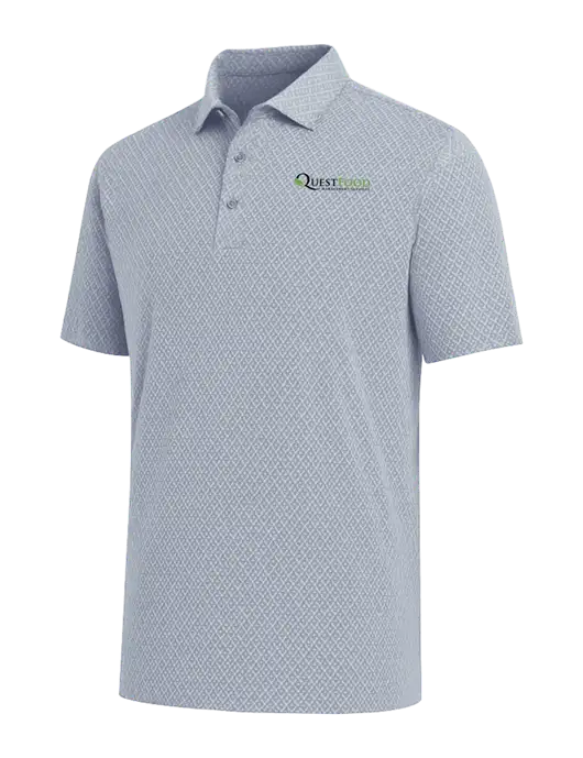 Callaway All-Over Stitched Medium Grey Chev Polo  w/Quest Food Logo