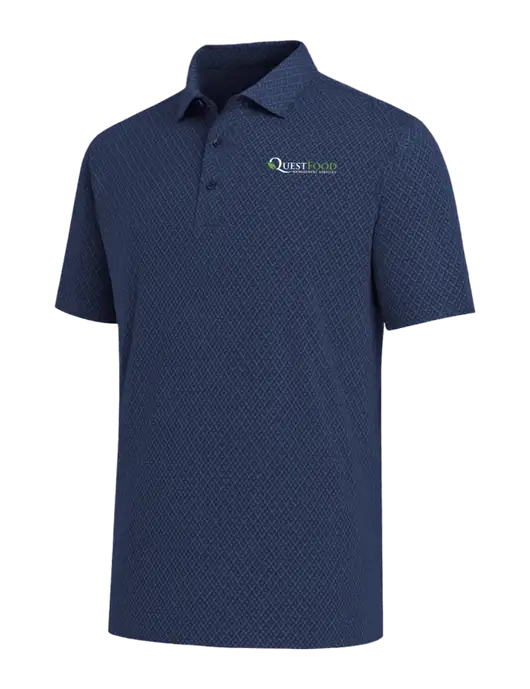 Callaway All-Over Stitched Dark Navy Chev Polo  w/Quest Food Logo