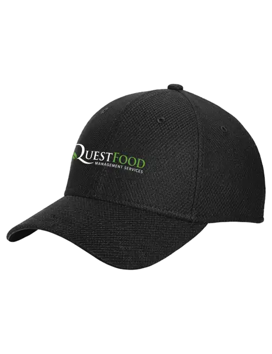 New Era Diamond Era Black Stretch Cap w/Quest Food Logo
