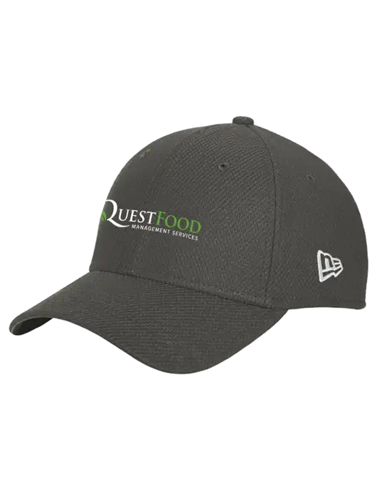 New Era Diamond Era Very Dark Grey Stretch Cap w/Quest Food Logo