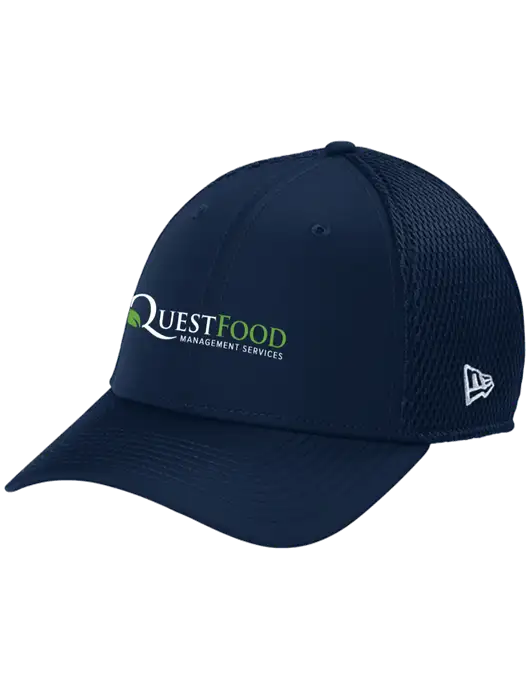 New Era 39THIRTY Performance Stretch Dark Navy Mesh Cap w/Quest Food Logo