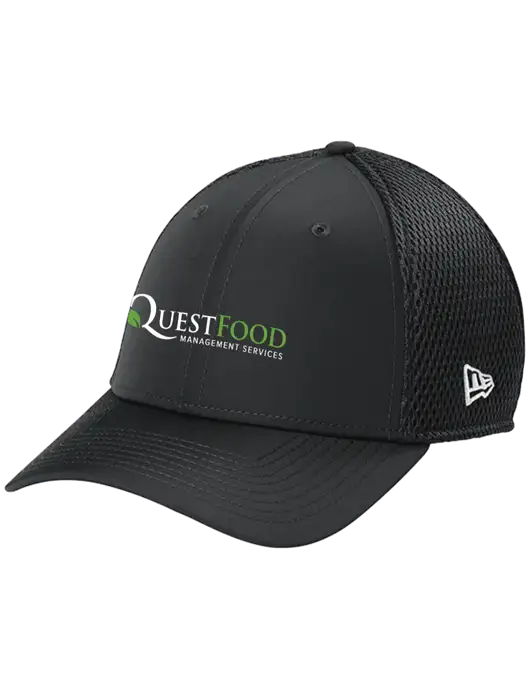 New Era 39THIRTY Performance Stretch Charcoal Grey Mesh Cap w/Quest Food Logo