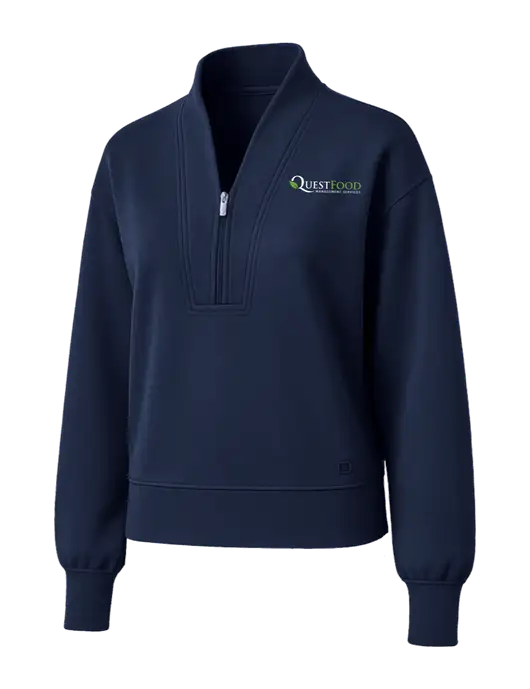 OGIO Womens Dark Navy Transcend 1/4-Zip w/Quest Food Logo