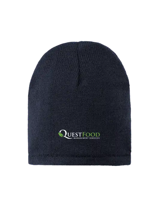 Dark Navy Fleece-Lined Beanie Cap w/Quest Food Logo