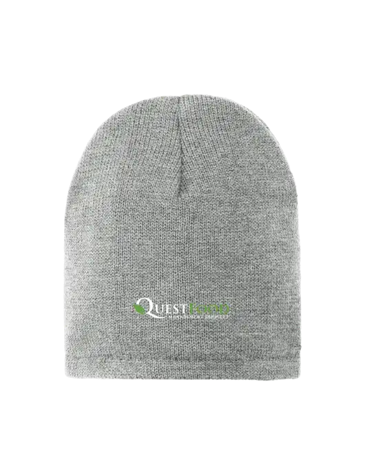 Dark Medium Grey Fleece-Lined Beanie Cap w/Quest Food Logo