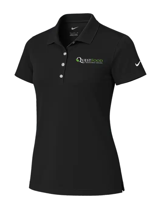 Nike Womens Black Tech Basic Dri-FIT Polo
 w/Quest Food Logo