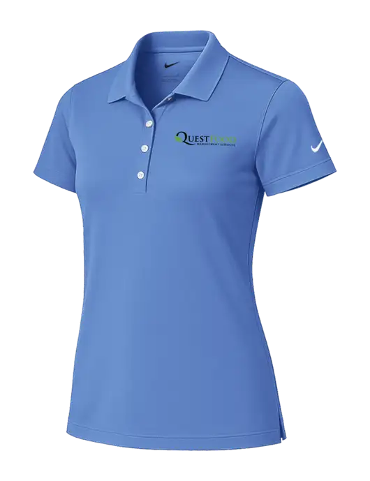 Nike Womens Light Blue Tech Basic Dri-FIT Polo
 w/Quest Food Logo