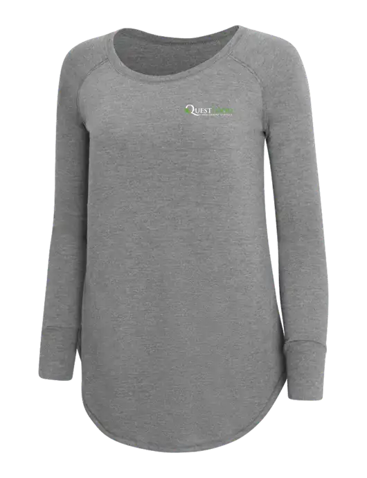 Womens Perfect Wide Collar Tunic Tri-Blend Grey Frost 4.5 oz T-Shirt w/Quest Food Logo
