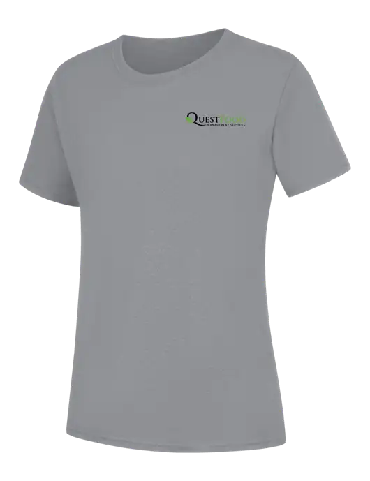 Womens Light Grey Heather Core Blend Tee w/Quest Food Logo