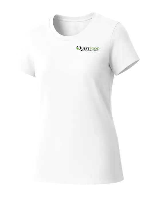 Womens Seriously Soft White T-Shirt w/Quest Food Logo