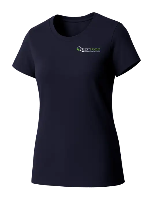 Womens Seriously Soft New Navy T-Shirt w/Quest Food Logo