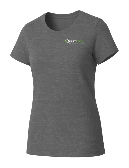 Womens Seriously Soft Grey Frost T-Shirt w/Quest Food Logo