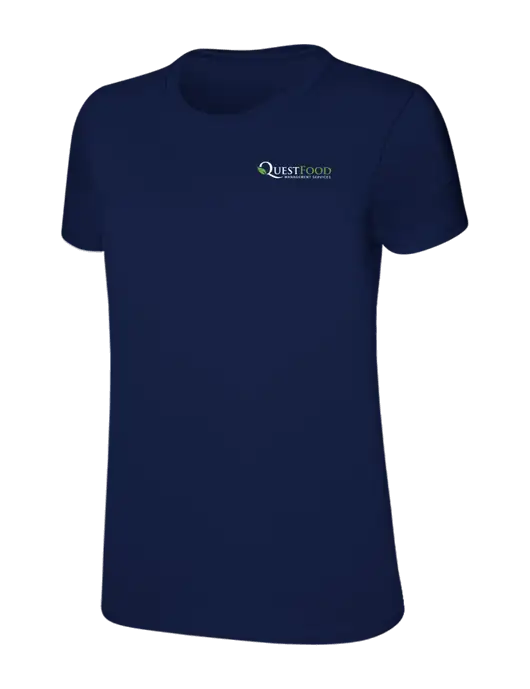 Womens Ring Spun Navy 4.5 oz T-Shirt w/Quest Food Logo