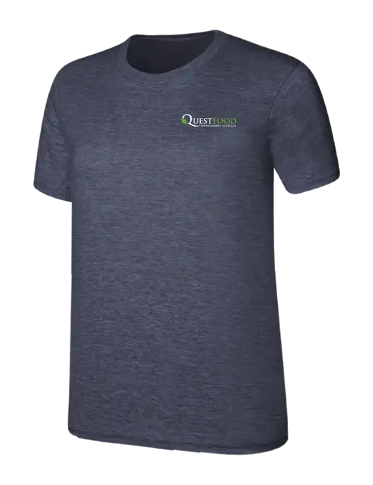 Womens Ring Spun Heather Navy 4.5 oz T-Shirt w/Quest Food Logo