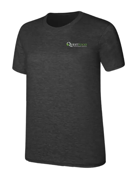 Womens Ring Spun Dark Heather Grey 4.5 oz T-Shirt w/Quest Food Logo