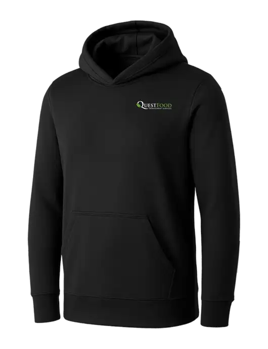 Womens Black Core Fleece Pullover Hooded Sweatshirt w/Quest Food Logo